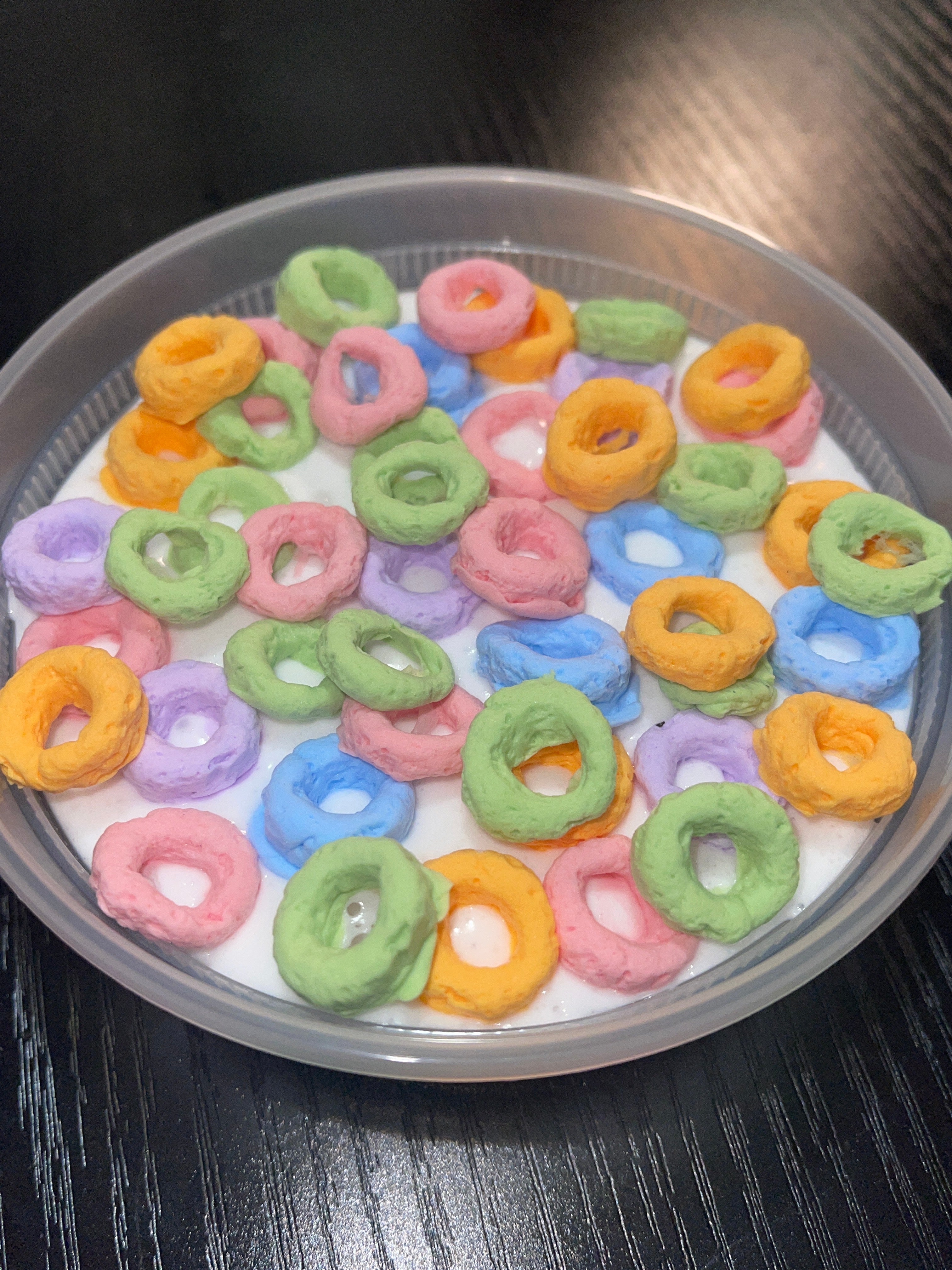 Fruit loop scented slime (comes with side of fruit loops as well!)