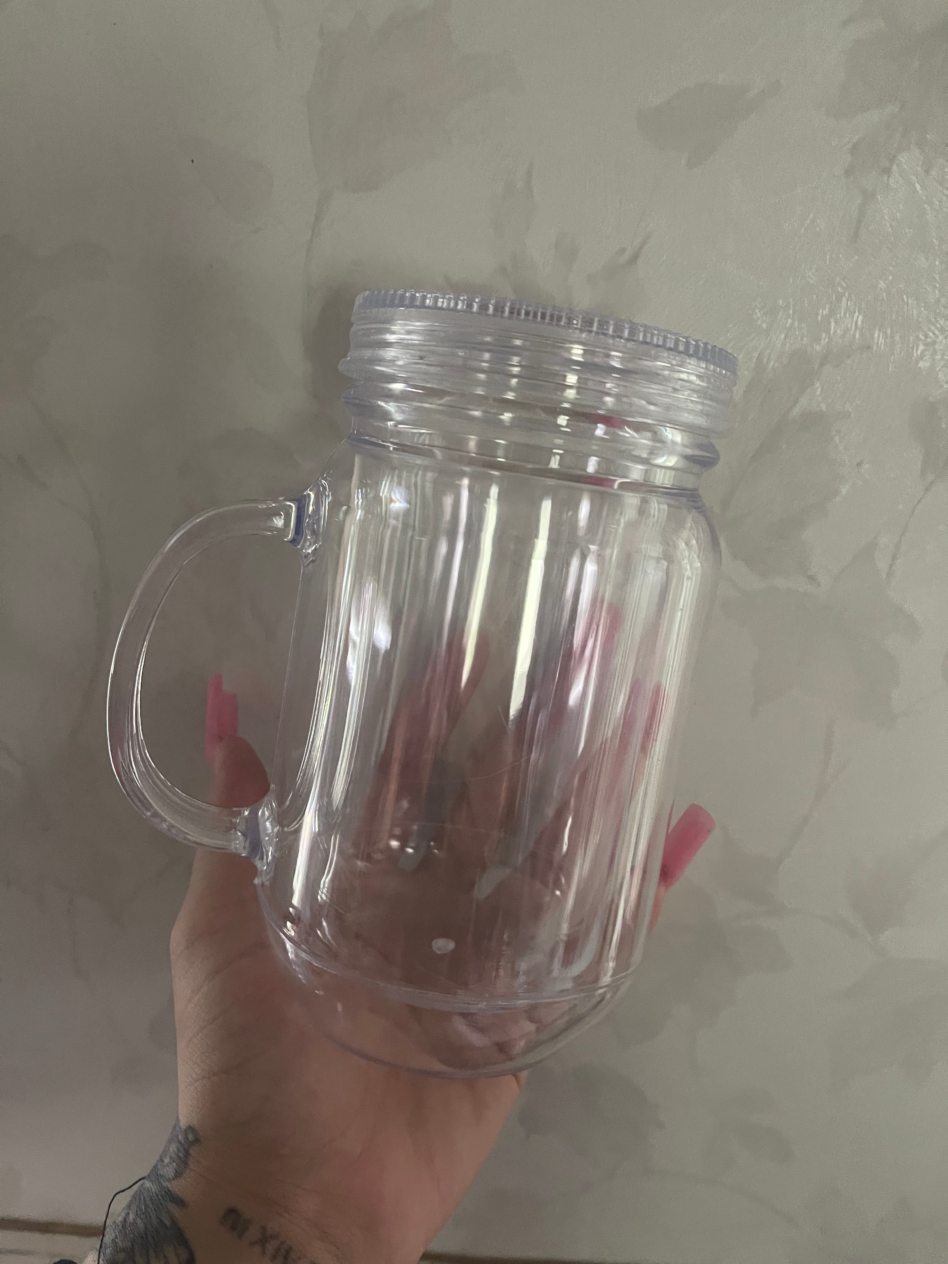 20 oz snowglobe with handle base (comes with straw)